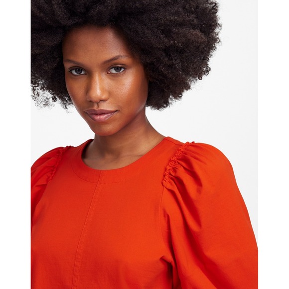 Madewell Puff Sleeve Short Sleeve‎ Crew Neck Tee Orange/Red Medium New With Tags - Picture 3 of 8